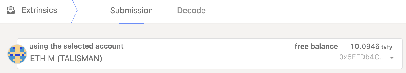 Select EVM address in Polkadot-JS